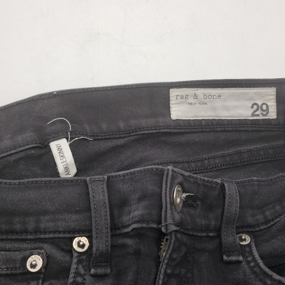 Rag & bone women US 29 black jeans ankle skinny raw hem zipper fly Modal blend - Picture 6 of 13